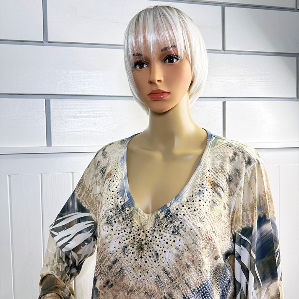 Like New Reba From Dillards Multi Color ¾ Sleeve Bling Tee Size XL  Worn Once